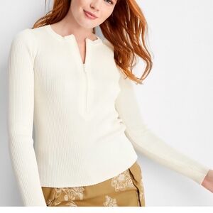 Future Collective Chic Cream Ribbed Sweater NWOT Sz M